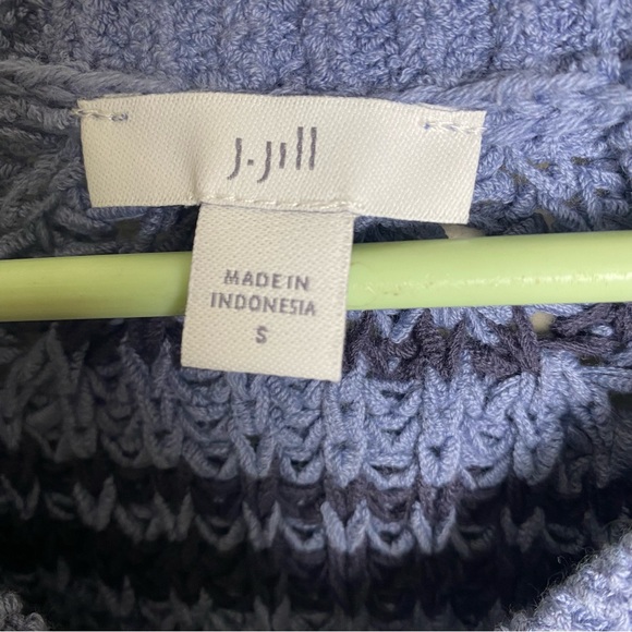 J Jill Sweater Womens Small Blue Black Tiger Stipes Elegant Classic Warm Comfy - Picture 4 of 8